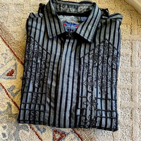 English Laundry Shirt Men 3XL
Black Gray Embroidered LS - Picture 1 of 15